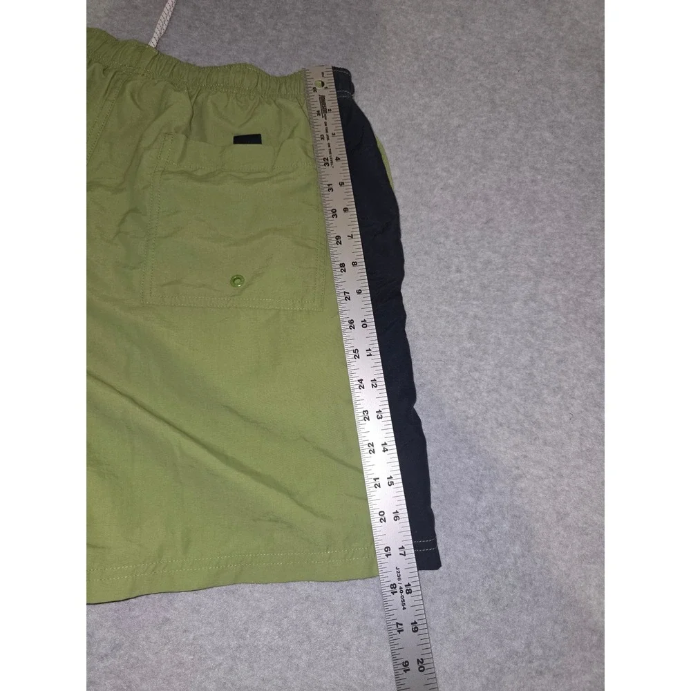 Nautica Mens Swim Trunks Green Navy Large Embroidered Logo Mesh Lined Shorts